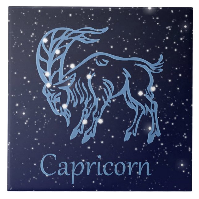 Capricorn Constellation and Zodiac Sign with Stars Tile (Front)