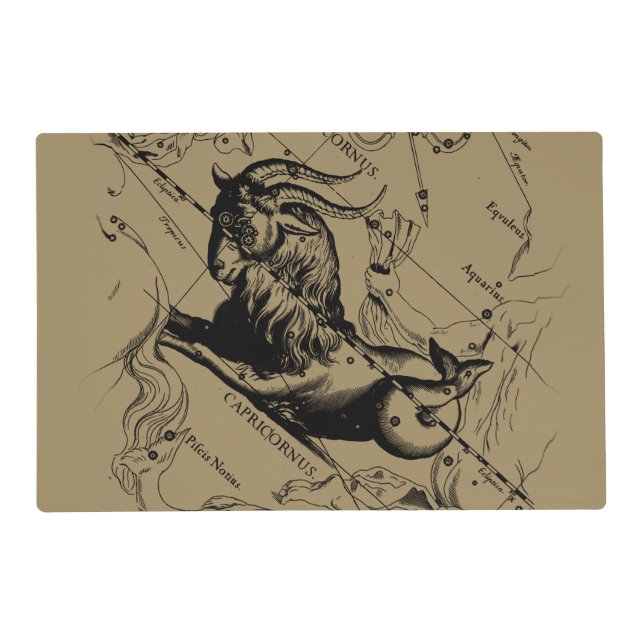 Capricorn Constellation Hevelius 1690 Dec22-Jan19 Placemat (Front)