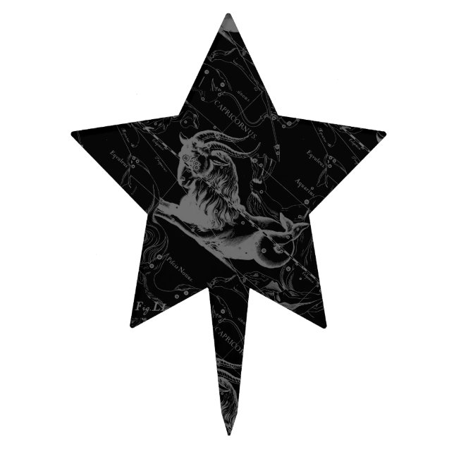 Capricorn Constellation Hevelius 1690 Engraving Cake Topper (Front)