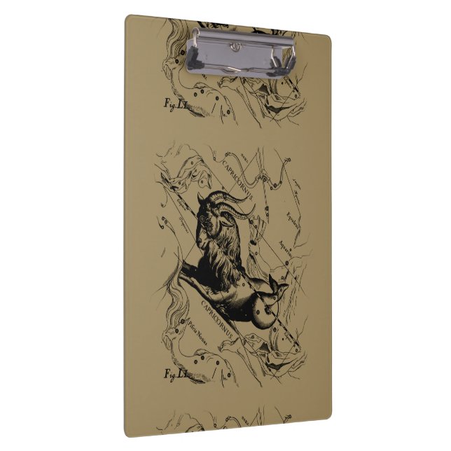 Capricorn Constellation Hevelius 1690 on Taupe Clipboard (Right)
