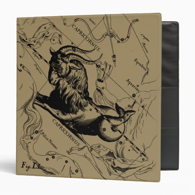 Capricorn Constellation Map Hevelius 1690 Decor Binder (Front/Inside)