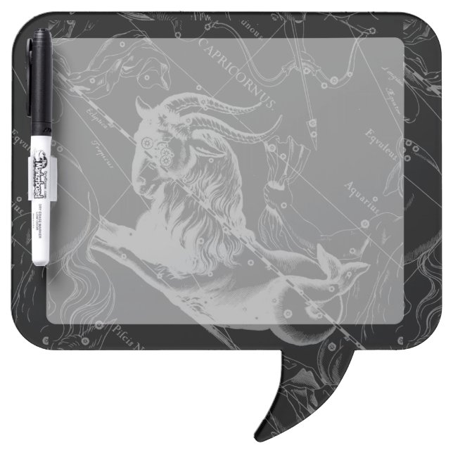 Capricorn Constellation Map Hevelius 1690 on Black Dry-Erase Board (Front)