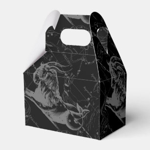 Capricorn Constellation Map Hevelius 1690 on Black Favor Boxes
