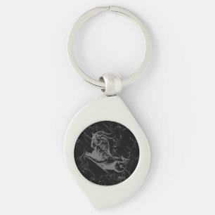 Capricorn Constellation Map Hevelius 1690 on Black Keychain