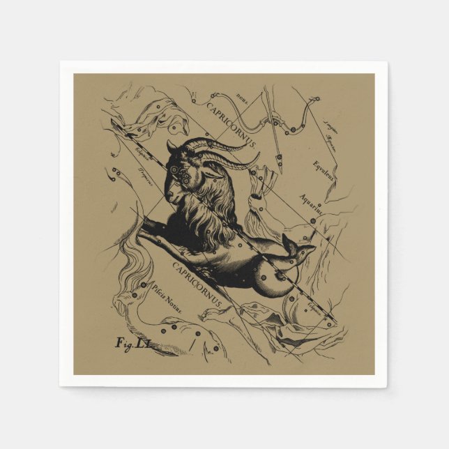 Capricorn Constellation Map Hevelius circa 1690 Napkins (Front)