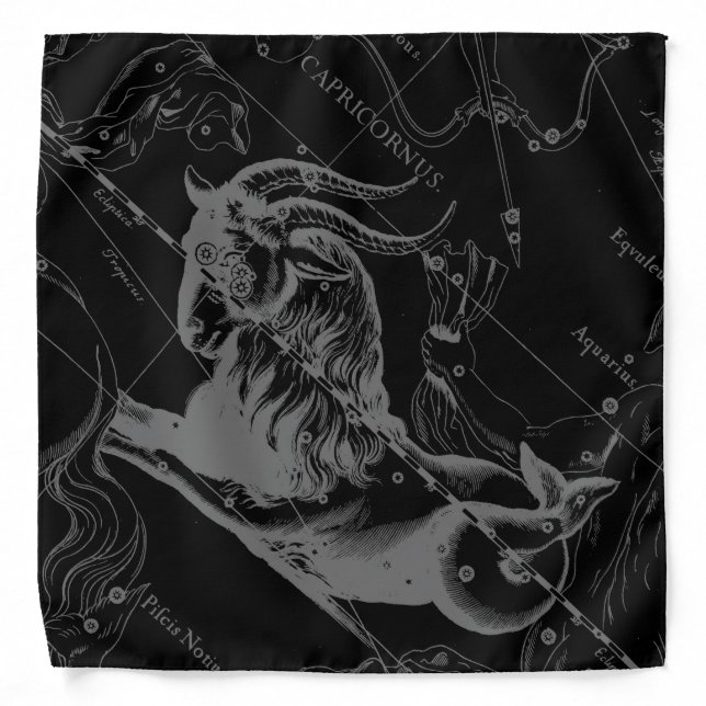 Capricorn Constellation Map Hevelius Engraving Bandana (Front)