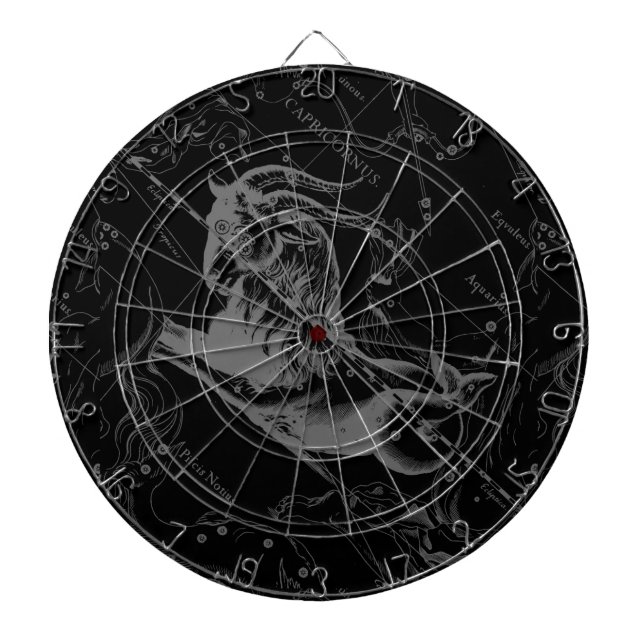 Capricorn Constellation Map Hevelius Engraving Dart Board (Front)