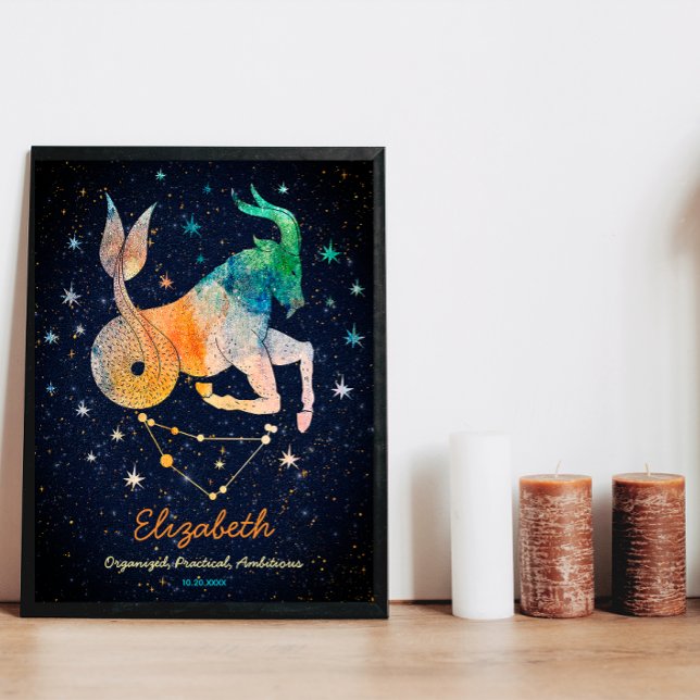 Capricorn Constellation Zodiac Watercolor Galaxy Poster (Creator Uploaded)