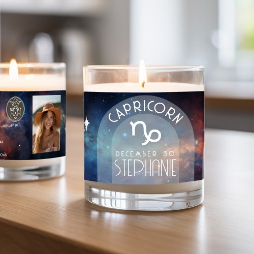 Capricorn Custom Birthday Zodiac _ Galaxy Design Scented Candle