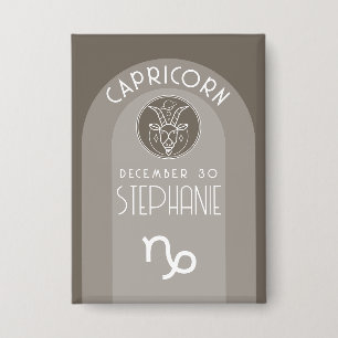 Capricorn Custom Birthday Zodiac - Modern Design Button