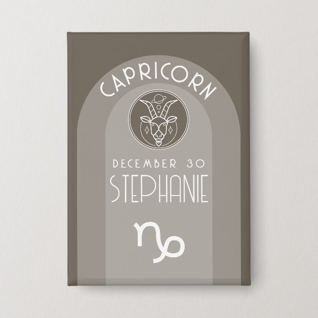 Capricorn Custom Birthday Zodiac - Modern Design Button (Front)