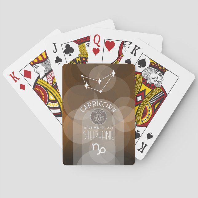 Capricorn Custom Birthday Zodiac - Modern Design Poker Cards (Back)