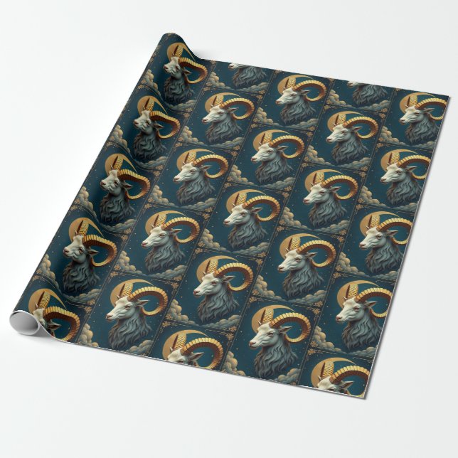 Capricorn Dark Wrapping Paper Star Sign Horoscope (Unrolled)