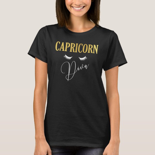 Capricorn Diva Zodiac Sign T-Shirt (Front)