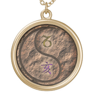 Capricorn & Earth Boar Gold Plated Necklace