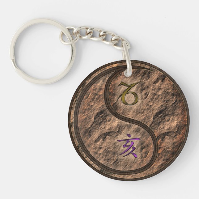 Capricorn & Earth Boar Keychain (Front)