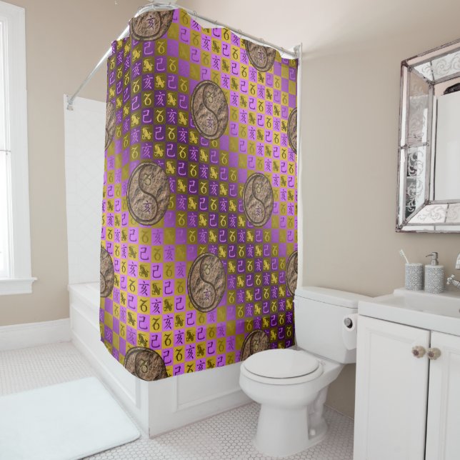 Capricorn & Earth Boar Shower Curtain (In Situ)