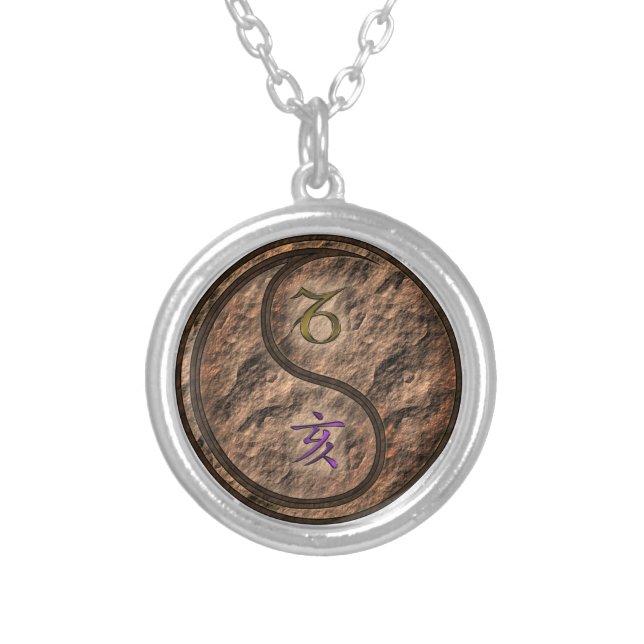 Capricorn & Earth Boar Silver Plated Necklace (Front)