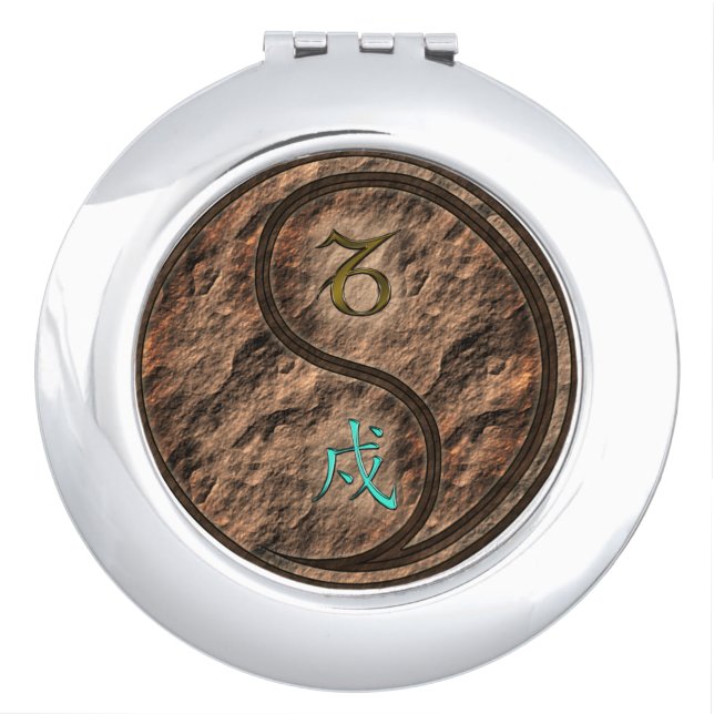 Capricorn & Earth Dog Compact Mirror (Front)