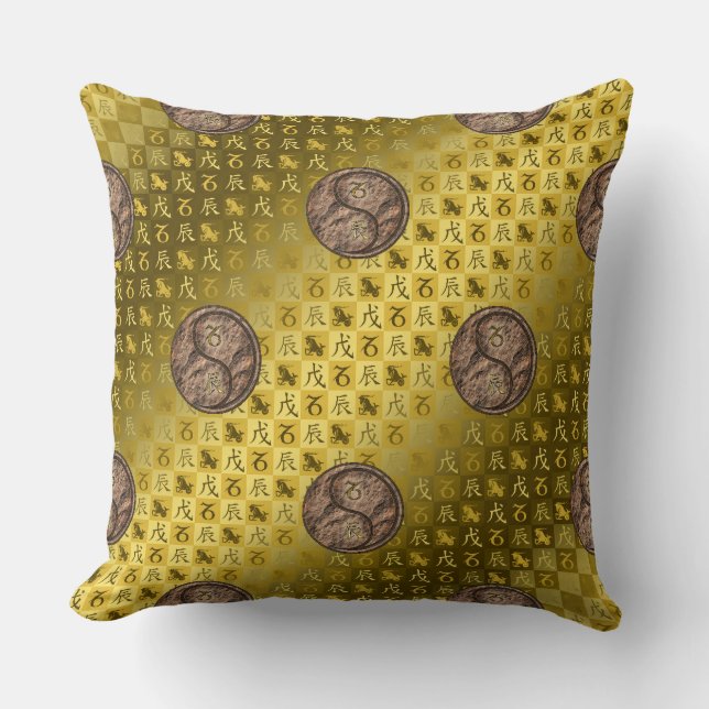 Capricorn & Earth Dragon Throw Pillow (Front)