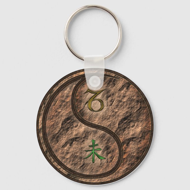 Capricorn & Earth Goat Keychain (Front)