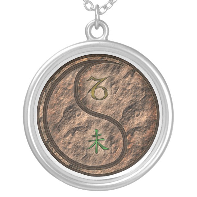 Capricorn & Earth Goat Silver Plated Necklace (Front)