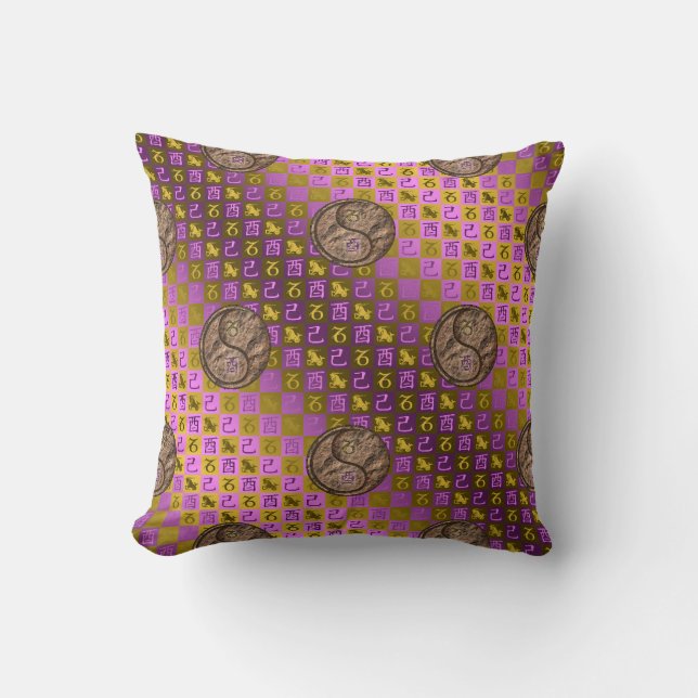 Capricorn & Earth Rooster Throw Pillow (Front)