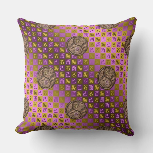 Capricorn & Earth Rooster Throw Pillow (Front)