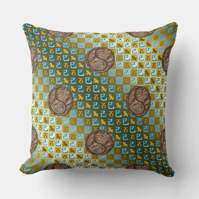 Capricorn & Earth Snake Throw Pillow (Front)