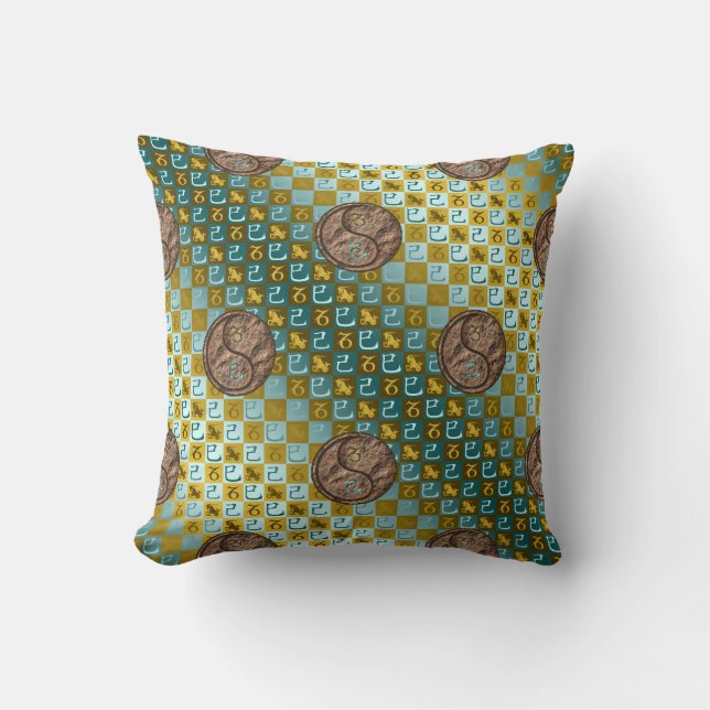 Capricorn & Earth Snake Throw Pillow (Front)