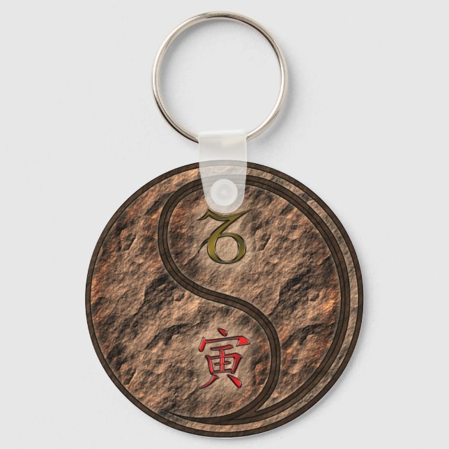 Capricorn & Earth Tiger Keychain (Front)
