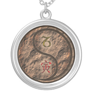 Capricorn & Earth Tiger Silver Plated Necklace