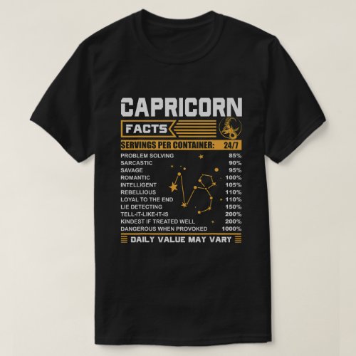 Capricorn Facts Zodiac Funny Capricorn Birthday T_Shirt