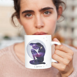 Capricorn Feminine Blue Purple Zodiac Design Coffee Mug