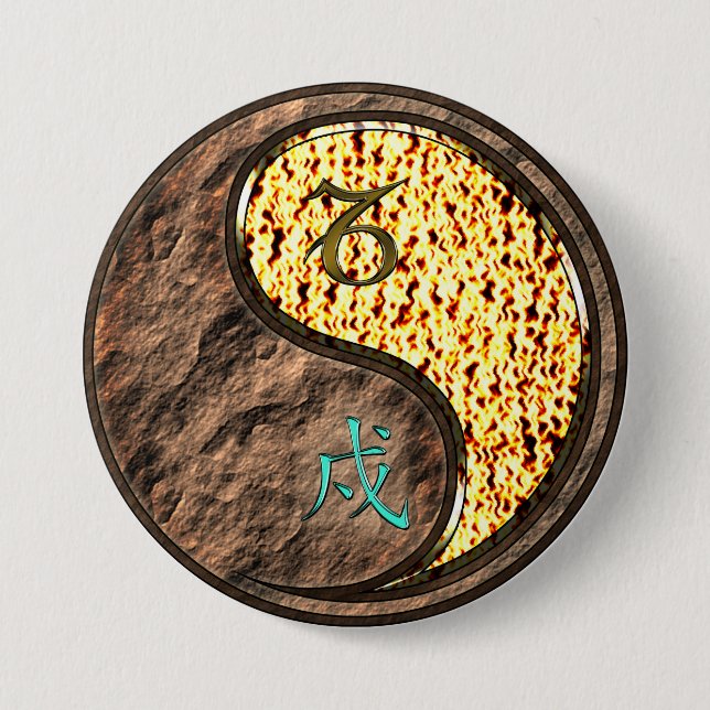 Capricorn & Fire Dog Button (Front)