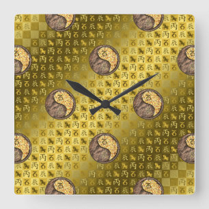 Capricorn & Fire Dragon Square Wall Clock