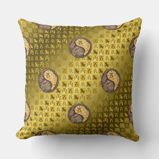 Capricorn & Fire Dragon Throw Pillow (Front)