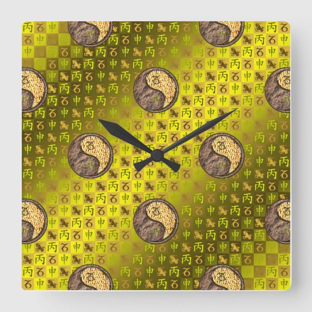 Capricorn & Fire Monkey Square Wall Clock (Front)