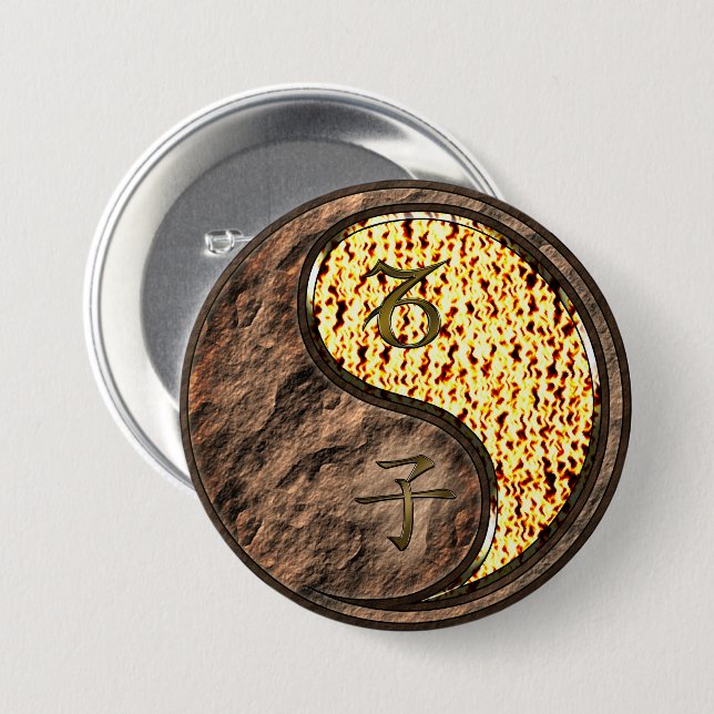 Capricorn & Fire Rat Button (Front & Back)