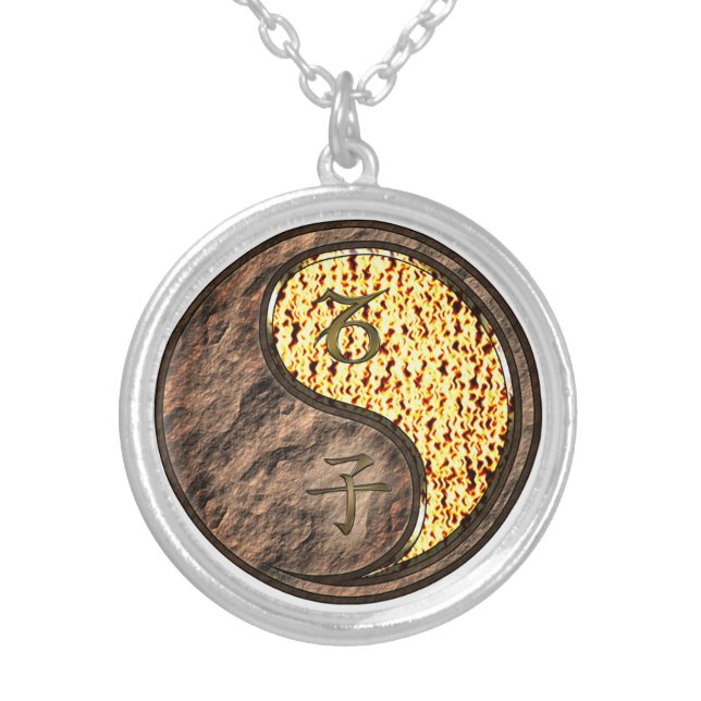 Capricorn & Fire Rat Silver Plated Necklace (Front)