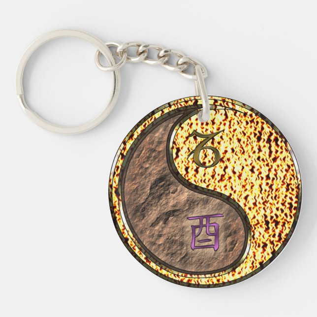 Capricorn & Fire Rooster Keychain (Front)