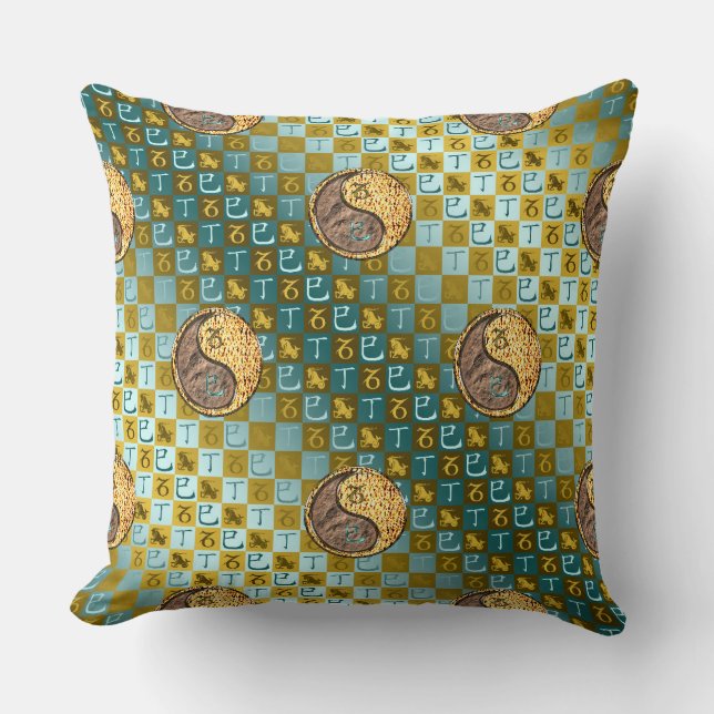 Capricorn & Fire Snake Throw Pillow (Front)