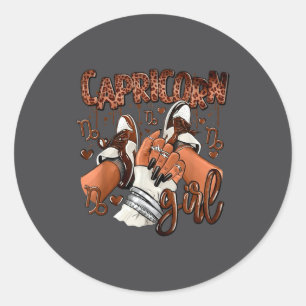 Capricorn Girl Birthday Afro Queen Sneakers Zodiac Classic Round Sticker