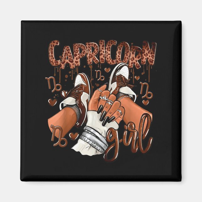 Capricorn Girl Birthday Afro Queen Sneakers Zodiac Magnet (Front)
