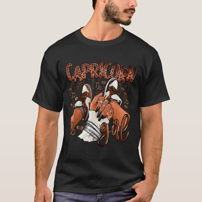 Capricorn Girl Birthday Afro Queen Sneakers Zodiac T-Shirt (Front)