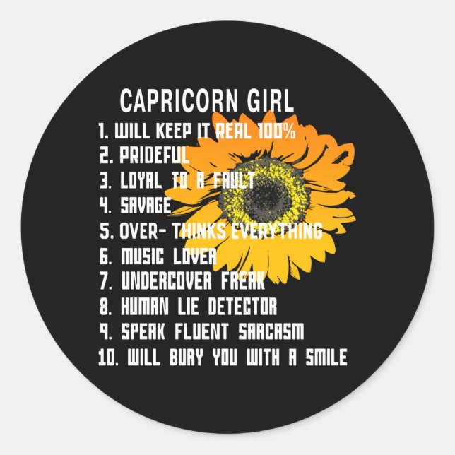 Capricorn Girl Classic Round Sticker (Front)