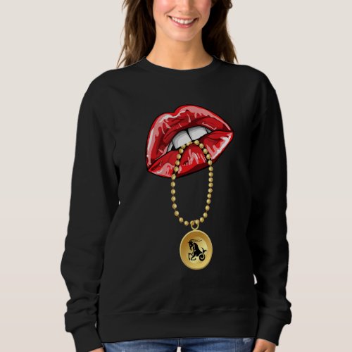 Capricorn Girl Juicy Lips Necklace Astrology Zodia Sweatshirt