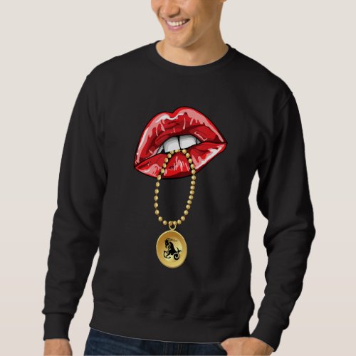 Capricorn Girl Juicy Lips Necklace Astrology Zodia Sweatshirt