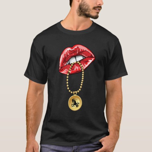 Capricorn Girl Juicy Lips Necklace Astrology Zodia T_Shirt