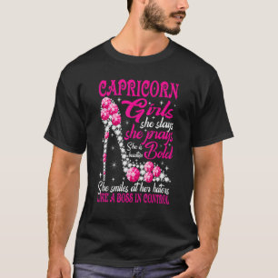 Capricorn Girl Like a Boss in Control diamond shoe T-Shirt